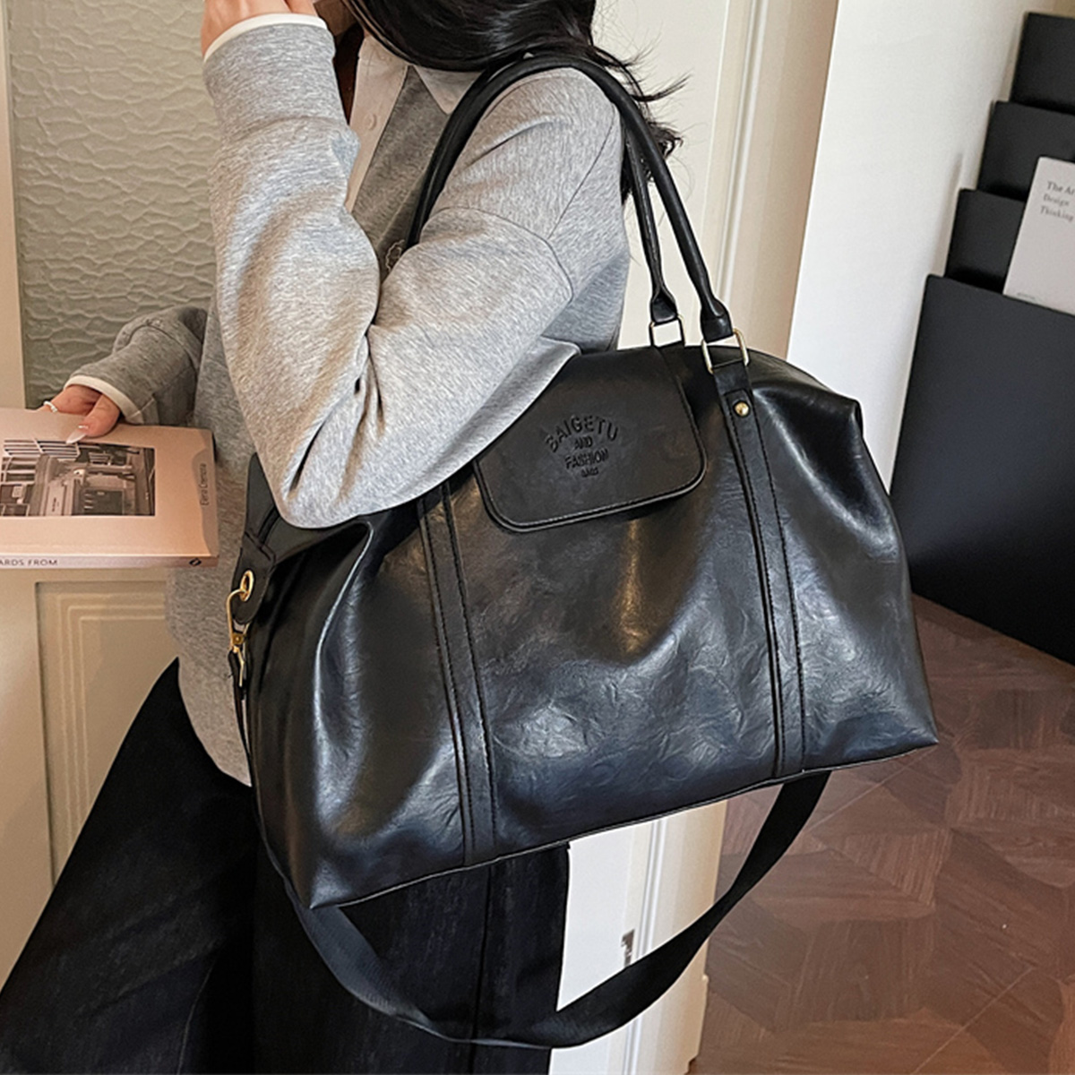 Women Bags For Airport - Tas Selempang Kulit Retro Kapasitas Besar